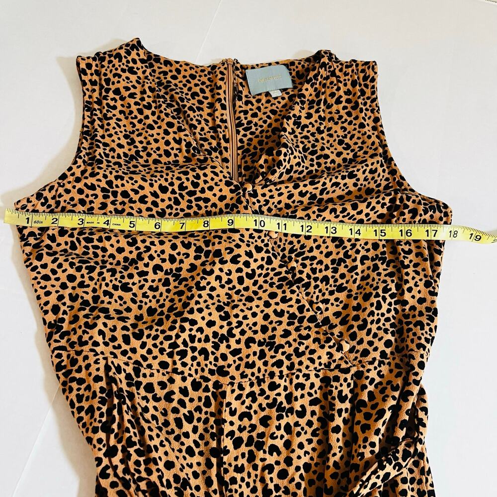 Skies Are Blue Leopard Print Sleeveless Wide Leg Jumpsuit Size M Medium Brown - Picture 5 of 7
